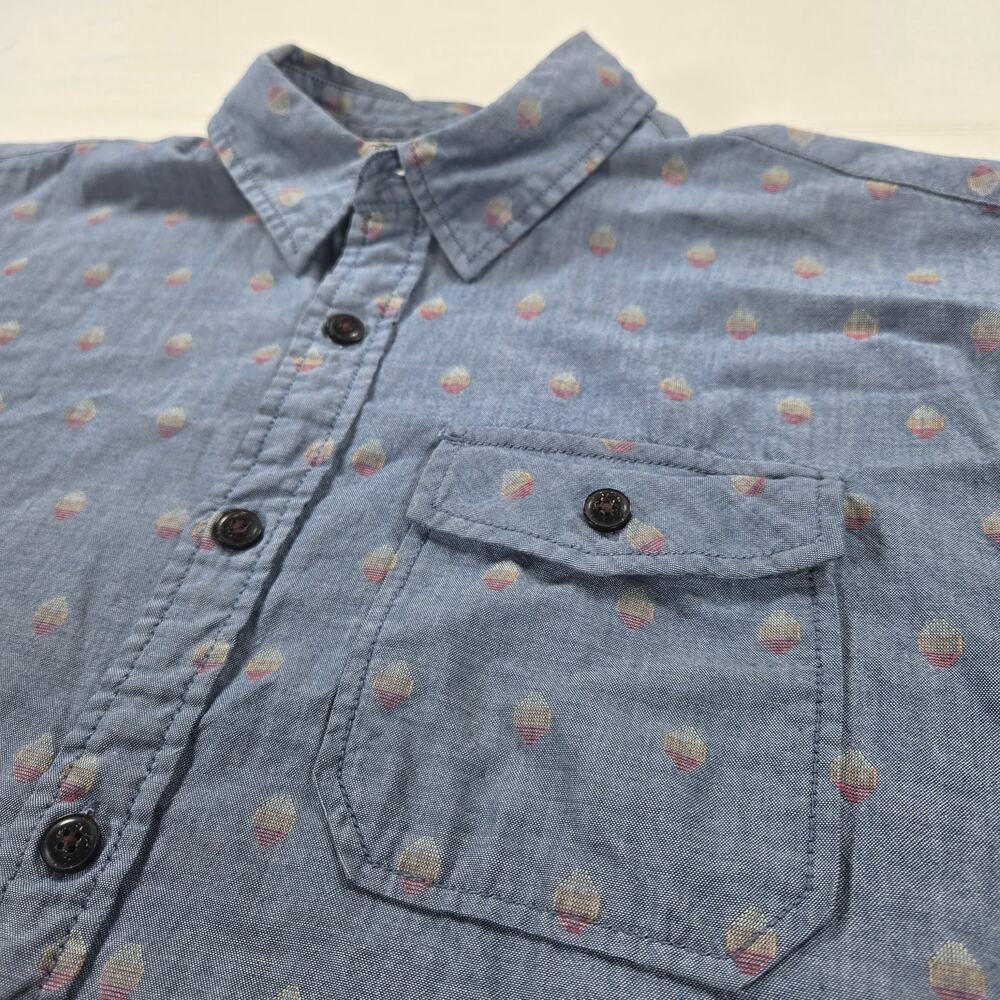 Howler Bros San Gabriel Blue Chambray Sunrise Jacquard Button Up‎ Size Medium